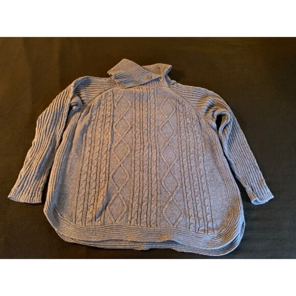Cozy Croft & Barrow  Size 1X Knit Sweater with Button Collar Cable Pattern  Blue - Picture 1 of 12